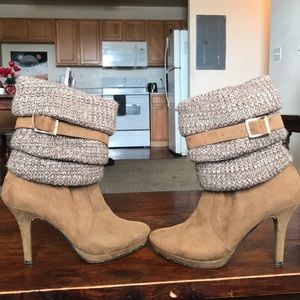 Camel Brown Suede Heel Boots